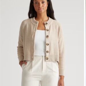 Quince Women's 100% Organic Cotton Cropped Cardigan